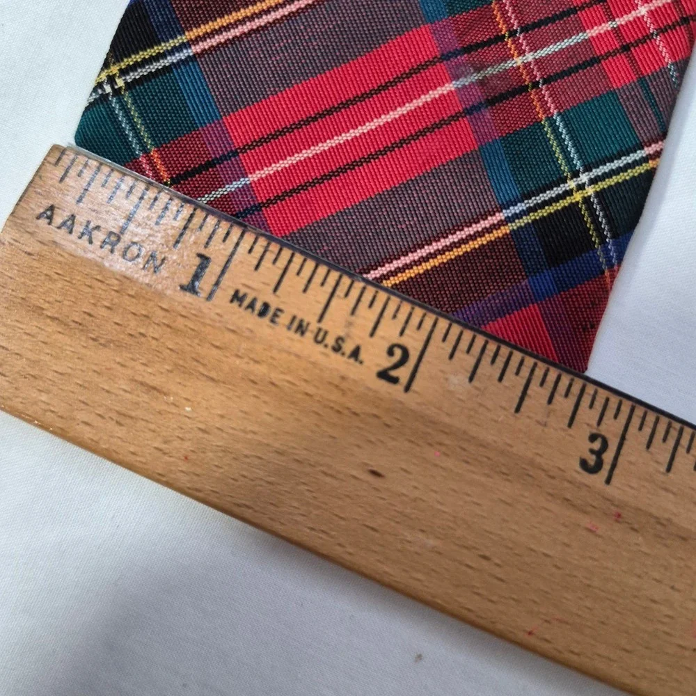 Atkinsons Poplin Tie Red Tartan Plaid Silk Wool Heritage Ivy Vintage 2.75